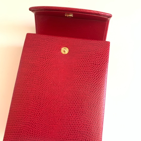 Wolf Vintage Jewelry Case Red Leather. With Box. & Removable Mini Case. Unused - Picture 3 of 9